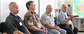 The presentations covered somber issues such as coping with death while alone, to less serious issues such as their sometimes-embarrassing nicknames. (L-r) Joe Peck, Fred Elliot, Ron Trovato and Kenny Allocco. Provided photo