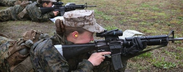 Military women with rifles