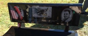 The bench commemorating two Navy pilots, Ensigns Kraus and Longnecker, who died during a training mission over Norwich and Preston.