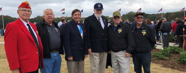 Photo: At the November 2 Dedication of the Tupelo, Mississippi, Veterans Memorial Wall replica: Left to Right: VVA Mississippi State Council President Rex Moody: VVA Georgia State Council President Spence Davis; VVA Alabama State Council President Wayne Reynolds, VVA National President John Rowan, VVA Louisiana State Council President Terry Courville and JD Soileau.